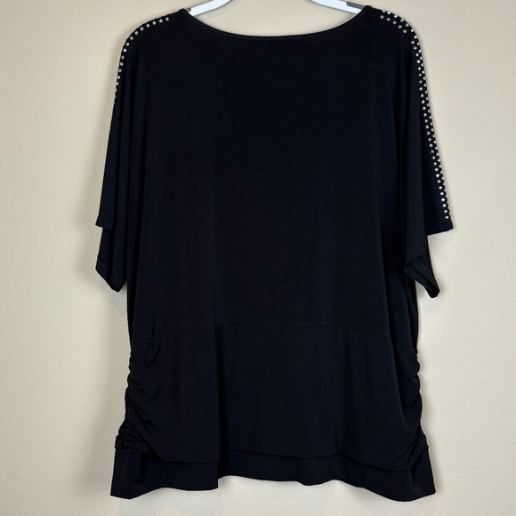 Nygard Collections Black Pullover with Rhinestones Accents and Side Ruching - Picture 6 of 10